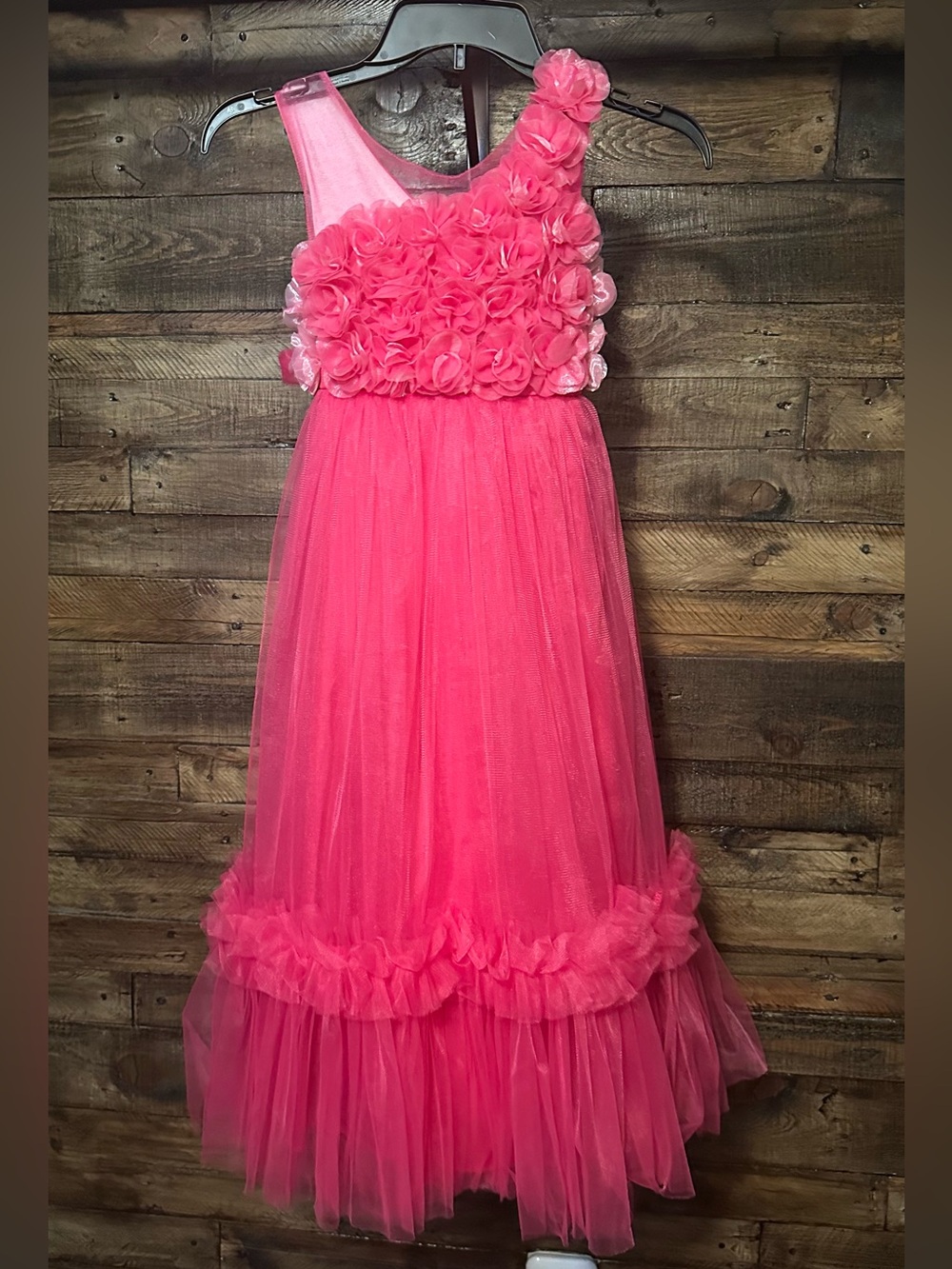 Stunning Rosette One-Shoulder Tulle Dress with Matching Purse